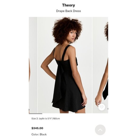 Theory Drape Back Dress Size 10 Black Linen Blend Stretch Sleeveless Fit & Flare - Picture 3 of 14